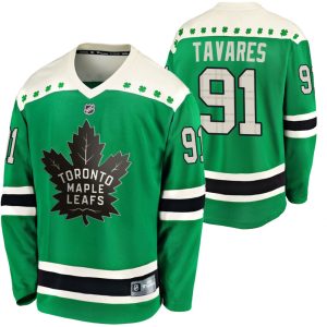 Herren Toronto Maple Leafs Eishockey Trikot John Tavares #91 Grün 2020 St Paddy’s Day Breakaway